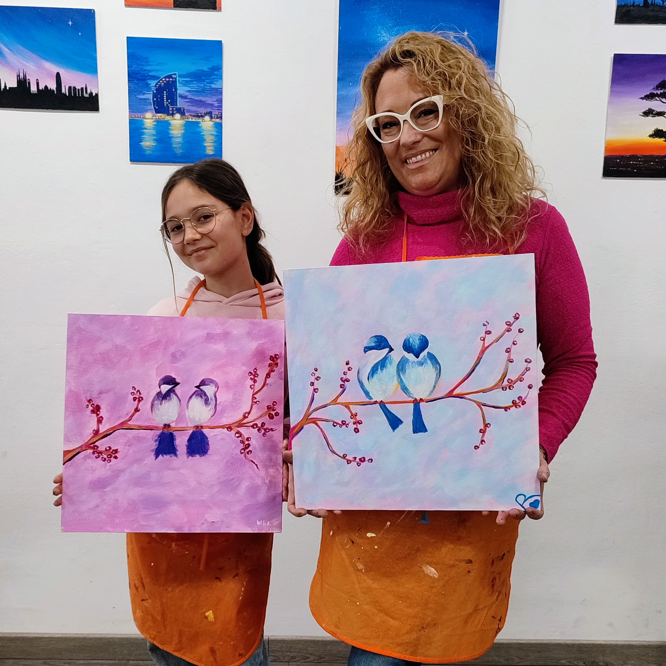 Petirrojos Pintar en Barcelona arte y vino actividades
