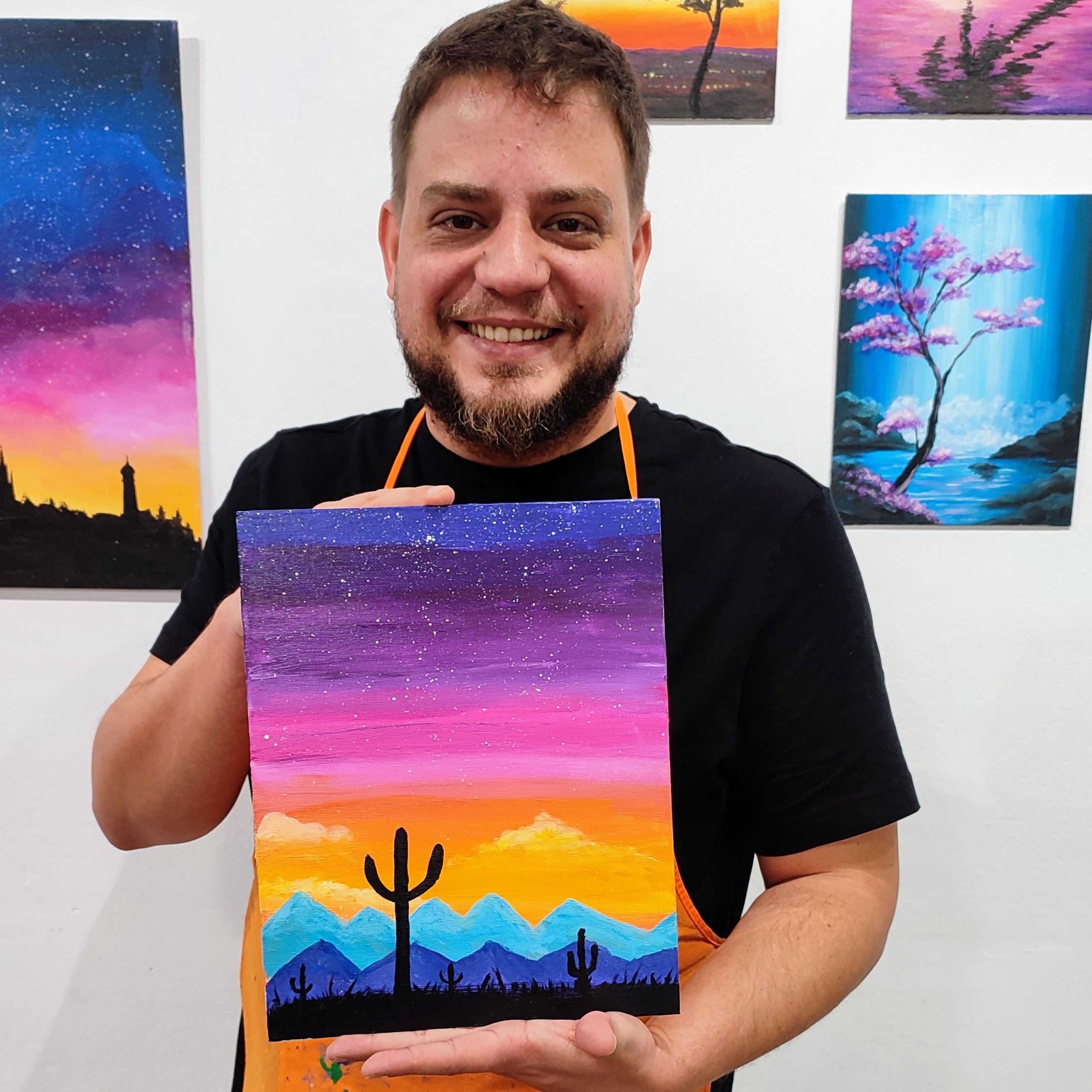 Desierto Cactus Pincelea pintar aprender vino pintura