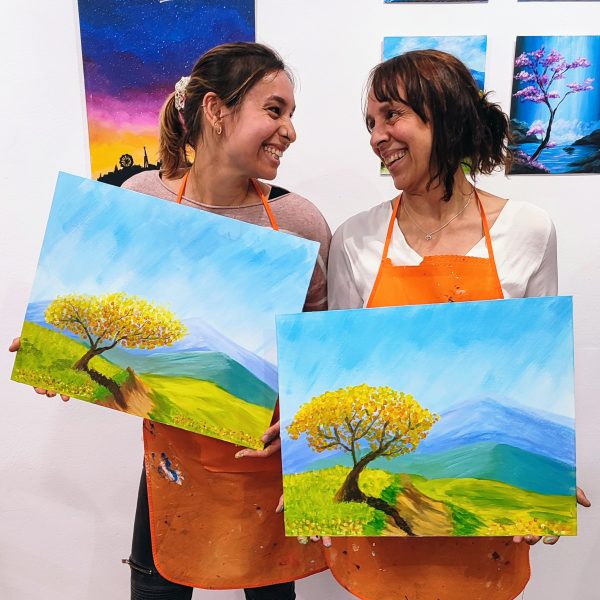 Arbol del camino barcelona aprender pintura arte y vino art & wine pincelea