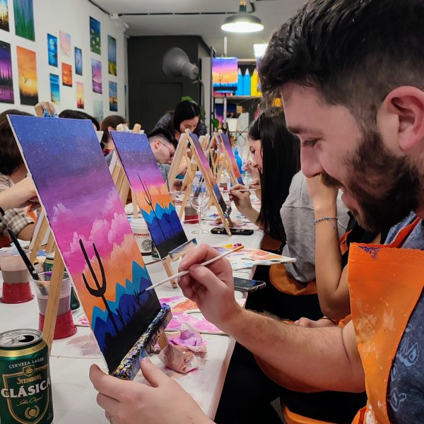 Cactus Pintar un cuadro Barcelona Pincelea art wine