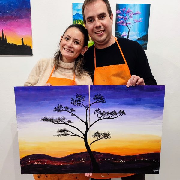 Ciudad pareja pintar barcelona