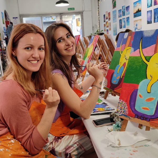Gato Matisse pintar cuadro arte vino BArcelona Pincelea Familia amigas