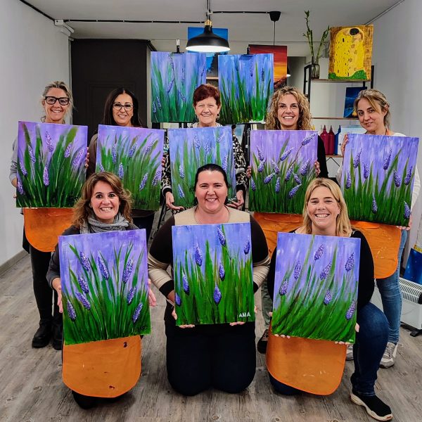Lavanda pintura y vino Pincelea