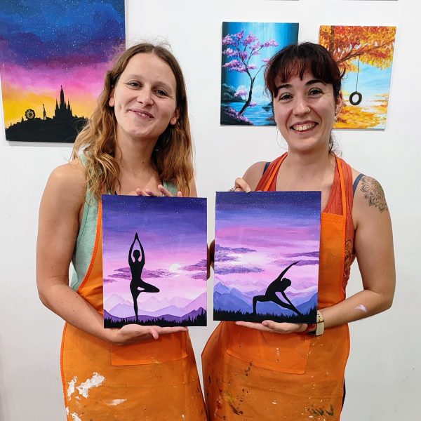 Noche de luna pintar art wine arte y vino Barcelona Pincelea