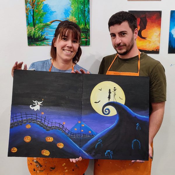 Pesadilla pareja aprender a pintar un cuadro barcelona actividades arte y vino